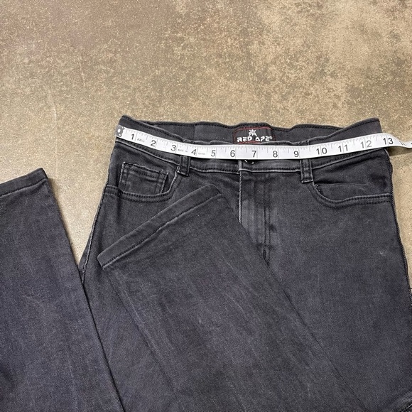 Red Ape Black Ribbed Patches Paint Splatter Jeans - Picture 6 of 9